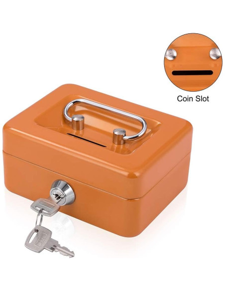 Mini Caja de Dinero Goehiaul Naranja 12.4x9.4x6.1cm con Llave