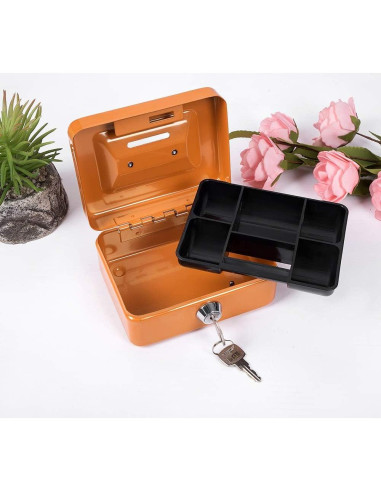 Mini Caja de Dinero Goehiaul Naranja 12.4x9.4x6.1cm con Llave