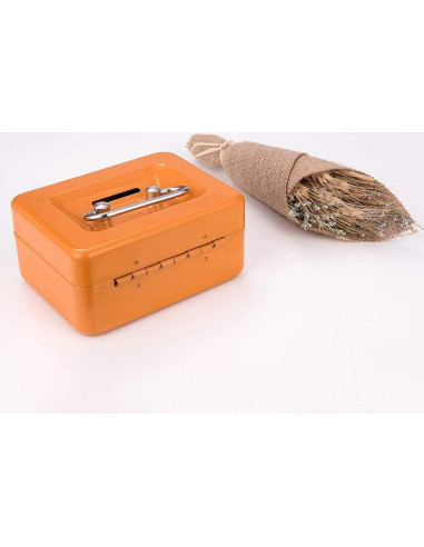 Mini Caja de Dinero Goehiaul Naranja 12.4x9.4x6.1cm con Llave