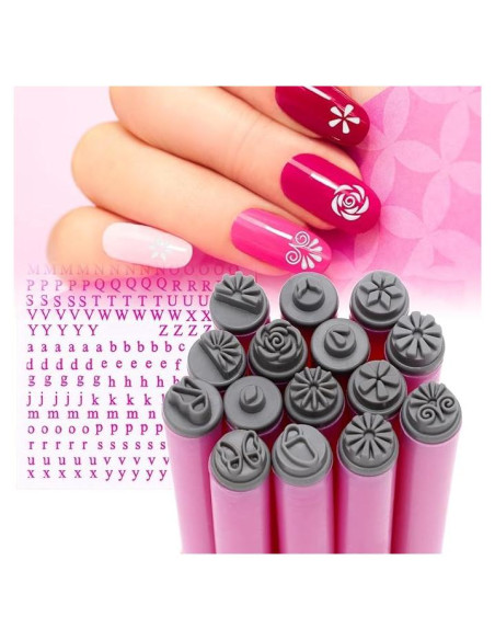 Conjunto de 15 Bolígrafos de Estampado de Uñas Ryaner