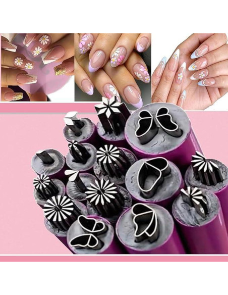 Conjunto de 15 Bolígrafos de Estampado de Uñas Ryaner