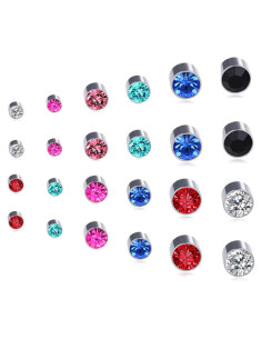 Juego de Aretes Magnéticos Spiritlele 12 Pares Colores CZ