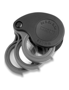 Lupa Plegable Carson TriView 3X/5.5X/8.5X con Estuche Negro