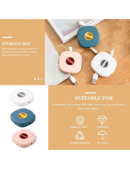 Organizador de Cables Jojofuny 3 Piezas Portátil Blanco/Rosa/Azul