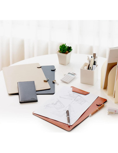 Carpeta Magnética A4 ergomi de Cuero Sintético Beige