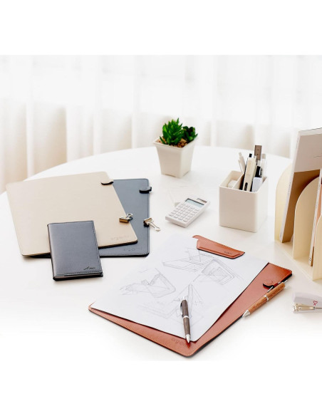 Carpeta Magnética A4 ergomi de Cuero Sintético Beige Carpeta Magnética A4 ergomi de Cuero Sintético Beige