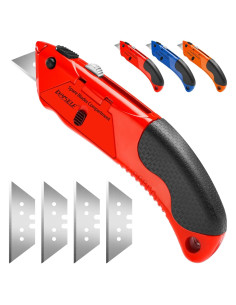 Cuchillo Utilitario Retráctil DIYSELF 17.78 cm Rojo con 4 Cuchillas