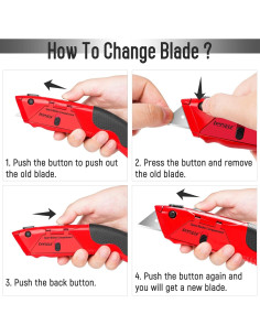 Cuchillo Utilitario Retráctil DIYSELF 17.78 cm Rojo con 4 Cuchillas 2