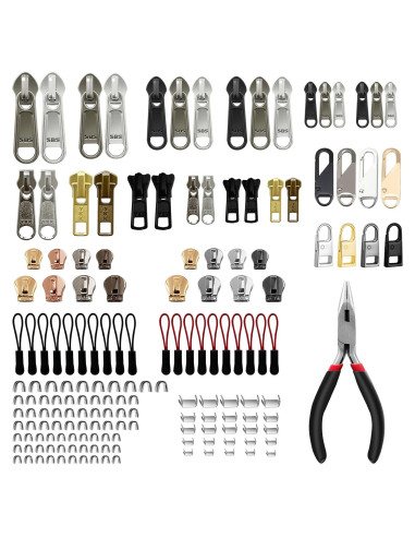 Kit de Reparación de Cremallera VICHERIA 200 Pcs - Deslizadores YKK y Universales