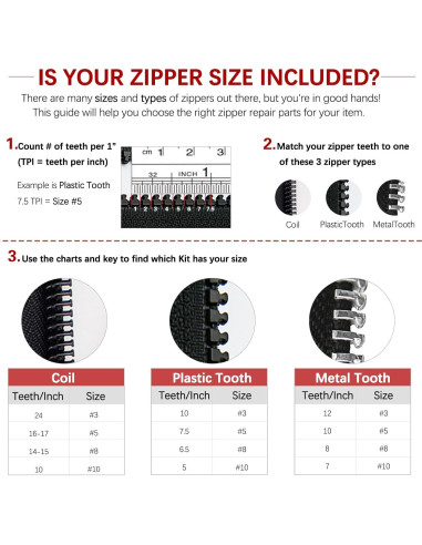 Kit de Reparación de Cremallera VICHERIA 200 Pcs - Deslizadores YKK y Universales