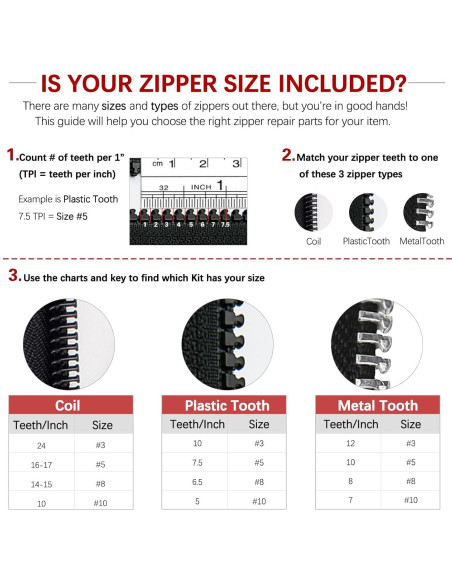 Kit de Reparación de Cremallera VICHERIA 200 Pcs - Deslizadores YKK y Universales