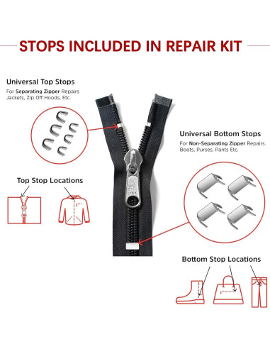 Kit de Reparación de Cremallera VICHERIA 200 Pcs - Deslizadores YKK y Universales