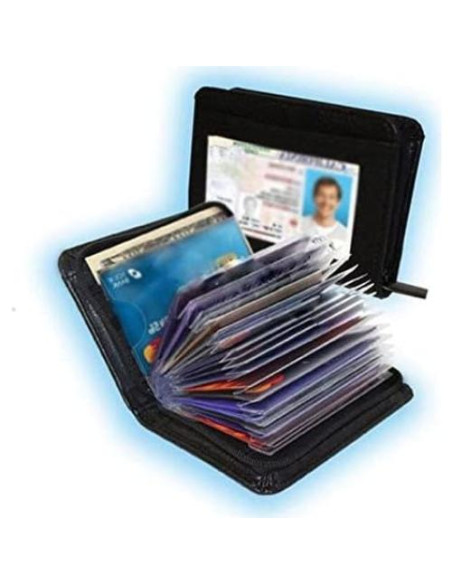 Billetera de cuero con bloqueo RFID JahyShow para 36 tarjetas