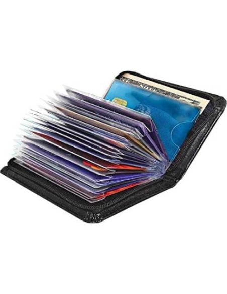 Billetera de cuero con bloqueo RFID JahyShow para 36 tarjetas
