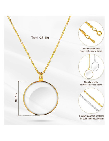 Collar Lupa 5X Yaomiao con Lente de Vidrio y Cadena 66 cm