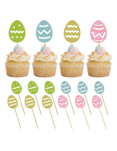 12 Adornos para Cupcakes de Pascua Heyiminy - Coloridos y Brillantes