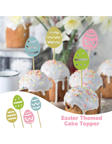 12 Adornos para Cupcakes de Pascua Heyiminy - Coloridos y Brillantes