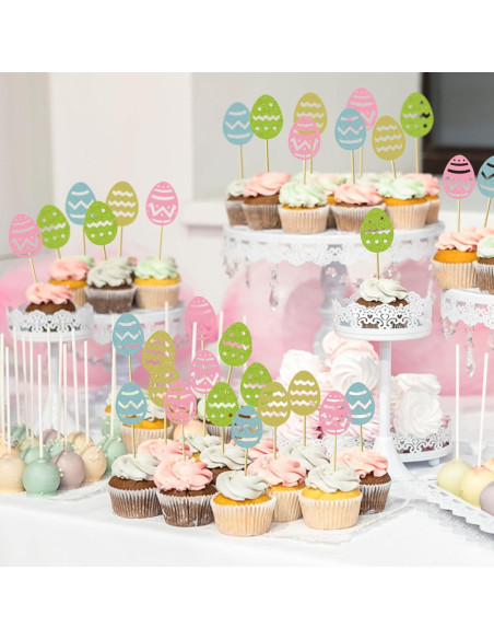 12 Adornos para Cupcakes de Pascua Heyiminy - Coloridos y Brillantes