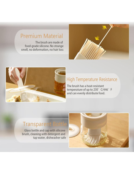 Botella Dispensadora de Aceite y Brocha Kwude 192ml