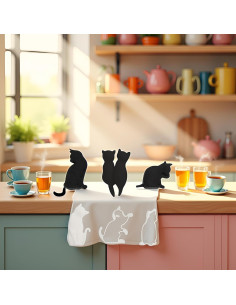 Set de 6 Clips de Bolsa de Té Silicona Gato Jizlan Negro y Blanco 2