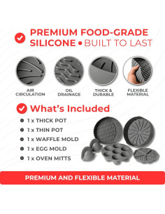 Conjunto de 5 forros de silicona Fuel-Up 22.1 cm para freidora 2