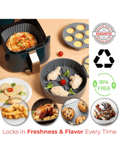 Conjunto de 5 forros de silicona Fuel-Up 22.1 cm para freidora