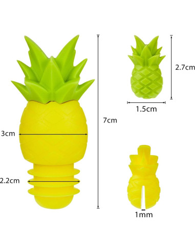 14 Piezas Tapones y Marcadores de Vino Silicona Piña Blulu