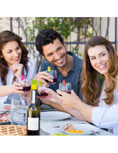 14 Piezas Tapones y Marcadores de Vino Silicona Piña Blulu