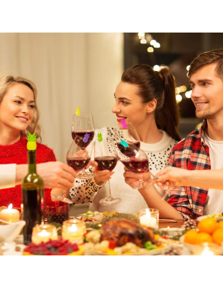 14 Piezas Tapones y Marcadores de Vino Silicona Piña Blulu