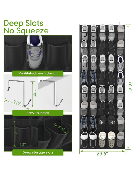 Organizador de Zapatos Unjumbly 40 Bolsillos Malla Transpirable Organizador de Zapatos Unjumbly 40 Bolsillos Malla Transpirable