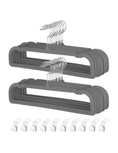 Perchas de Pantalones Antideslizantes VSV - Paquete de 20 Gris