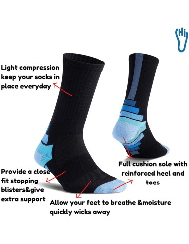 Calcetines atléticos para hombres 3 pares con soporte de arco