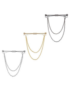 Conjunto de Pines de Corbata WEBEEDY 3 Piezas Oro Plata Negro