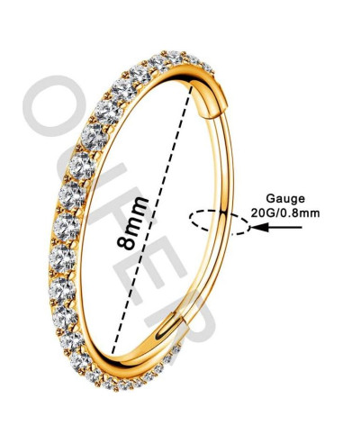 Aro Segmentado OUFER Oro 16G Acero Inoxidable 8mm
