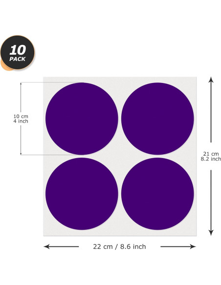40 Etiquetas Redondas Grandes YIKIADA 10 cm Púrpura Autoadhesivas