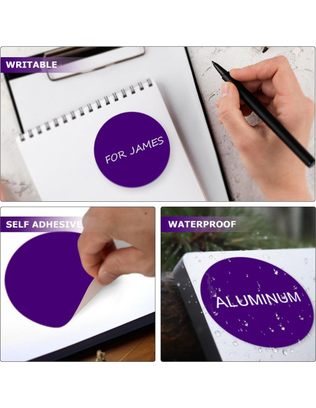 40 Etiquetas Redondas Grandes YIKIADA 10 cm Púrpura Autoadhesivas