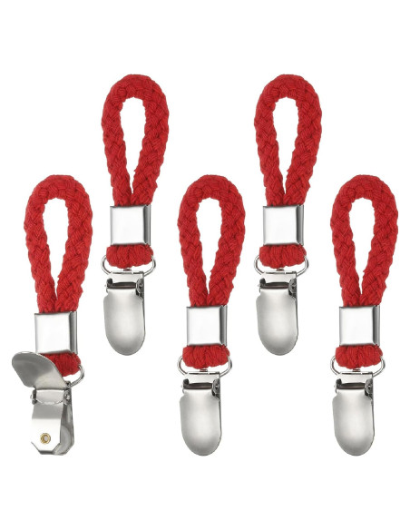 Clips para Toallas de Té PATIKIL 5 Pcs Rojo Metal y Algodón