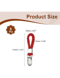 Clips para Toallas de Té PATIKIL 5 Pcs Rojo Metal y Algodón 2