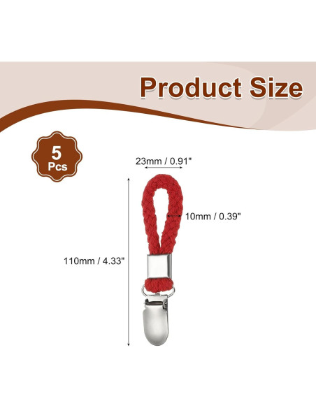 Clips para Toallas de Té PATIKIL 5 Pcs Rojo Metal y Algodón
