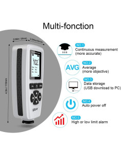 Medidor de Grosor de Pintura ERAY SR-A770 LCD Retroiluminado 2