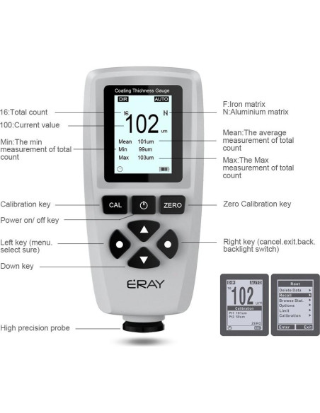 Medidor de Grosor de Pintura ERAY SR-A770 LCD Retroiluminado