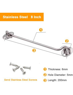 Gancho y Ojo de Acero Inoxidable Mgoodoo 20.32 cm 2 Pcs 2