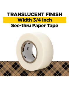 Cinta de papel Scotch translúcida 1.9 cm x 152.4 m, 2 rollos 2