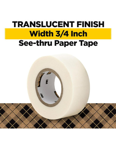 Cinta de papel Scotch translúcida 1.9 cm x 152.4 m, 2 rollos