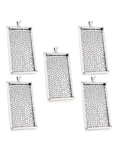 10 Bandejas de Colgante Bezel Blanco 25x50mm Plata Antigua