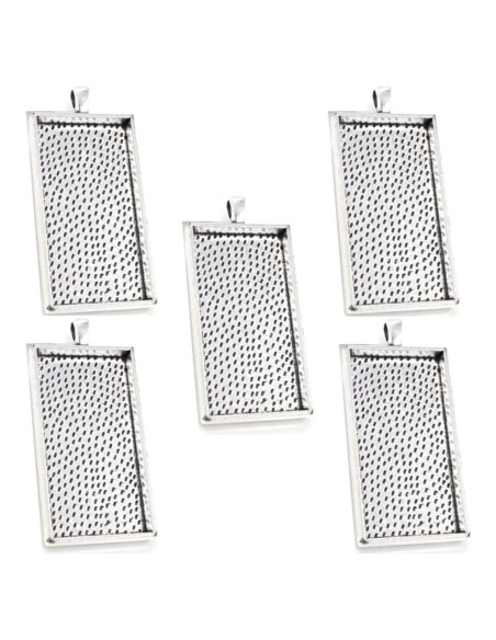 10 Bandejas de Colgante Bezel Blanco 25x50mm Plata Antigua