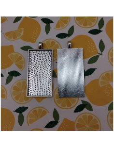 10 Bandejas de Colgante Bezel Blanco 25x50mm Plata Antigua 2