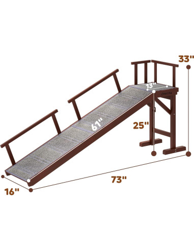 Rampa de Madera Onelike para Perros 188 cm Antideslizante