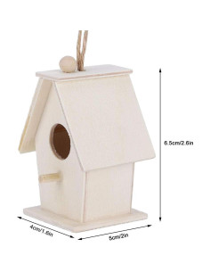 4 Piezas Casa de Pájaro de Madera Natural Hapivida 6.5x4x5cm 2