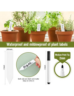 Etiquetas de Jardín Beerlove 300 Pcs 10.16 cm Blancas Impermeables 2